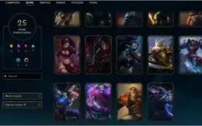 Conta lvl 33 90 campeões + 25 skins