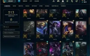 Conta Platina 1 com 75 Champs e 18 Skins + 5 Espolios