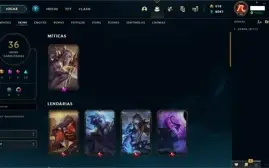 Conta League of Legends Platina 3 lvl 90 36 skins