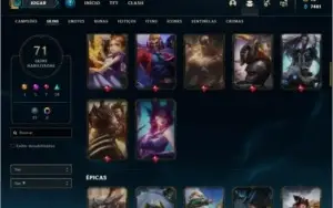 Conta ouro 1 com 86 champs e 71 skins ( MAIN MID )