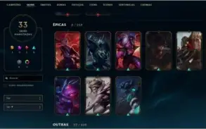 Conta OURO 3 140 Champs 33 Skins