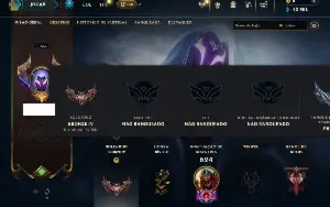 Bronze 4 com TODOS os Champs e 240 Skins ( MID / JG / TOP )