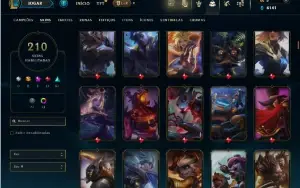 Unranked com 150 Champs e 210 Skins ( ADC / MID / TOP )