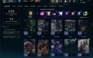 Unranked com 150 Champs e 210 Skins ( ADC / MID / TOP )