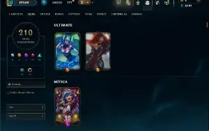 Unranked com 150 Champs e 210 Skins ( ADC / MID / TOP )
