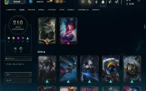 Unranked com 150 Champs e 210 Skins ( ADC / MID / TOP )