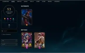 Conta lv 245 com Akali KDA Prestígio, 53 skins, 87 champions