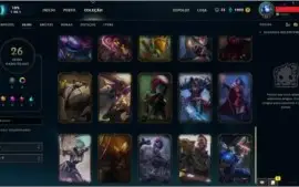 Conta de Lol lvl 41 ouro V, 87 champs e 26 skins