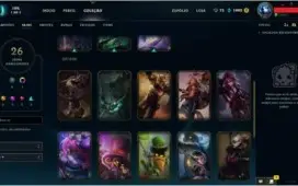 Conta de Lol lvl 41 ouro V, 87 champs e 26 skins