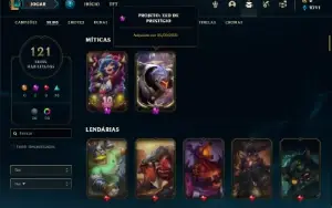 Conta Platina 3 com 121 Skins e 150 Champs com 800k de ZED