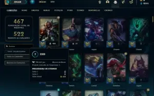 Conta Platina 3 com 121 Skins e 150 Champs com 800k de ZED