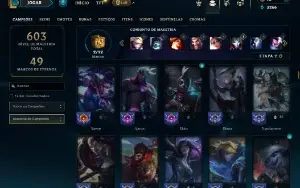 Bronze 1 com TODOS os champs e 180 Skins ( ADC / JG / TOP )