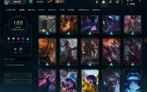 Bronze 1 com TODOS os champs e 180 Skins ( ADC / JG / TOP )