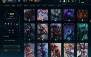 Bronze 1 com TODOS os champs e 180 Skins ( ADC / JG / TOP )