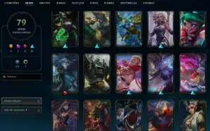 Unranked com TODOS os champs e 80 Skins ( ADC / SUP / MID )