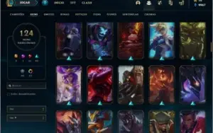 Conta ouro 1(plat 3 season passada)com 124 skins e 93 champs