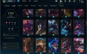 Conta ouro 1(plat 3 season passada)com 124 skins e 93 champs