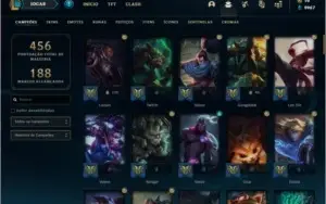 Conta ouro 1(plat 3 season passada)com 124 skins e 93 champs