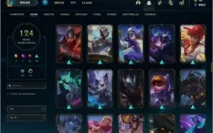 Conta ouro 1(plat 3 season passada)com 124 skins e 93 champs