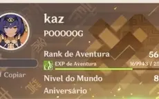 AR 57- EULA, RAIDEN, ZHONGLI, YAE MIKO, AYAKA E MAIS 5*