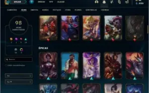 Conta prata 4 com 109 champs e 98 skins ( MAIN JG )