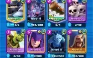 Conta de clash royale, Nivel 10, Cartas 90/107, Arena 14