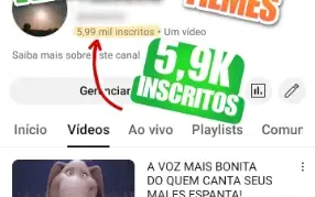 Canal do YouTube não monetizado 5.9k inscritos e 3M de views
