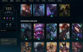 Ouro 2 com TODOS os champs e 325 Skins + 7 Vitoriosas