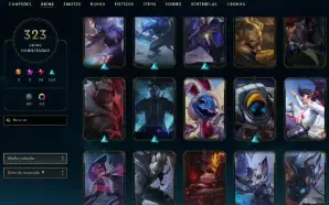 Ouro 2 com TODOS os champs e 325 Skins + 7 Vitoriosas