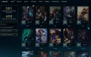 Ouro 2 com TODOS os champs e 325 Skins + 7 Vitoriosas