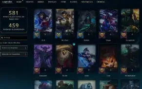 Ouro 2 com TODOS os champs e 325 Skins + 7 Vitoriosas
