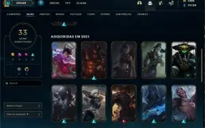 conta league of legends 800 reais em skins BARATO