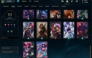 conta league of legends 800 reais em skins BARATO