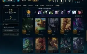 Unranked com 35 Champs e 4 Skins + 1 Prestigio da Leona