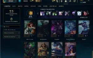 Unranked com 35 Champs e 4 Skins + 1 Prestigio da Leona