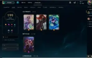 Conta de lol, level 310, Diamante 4, 199 skins, 130 champs