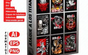 Pack Artes Attack On Titan Sublimação, Serigrafia, Dtg, Dtf