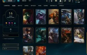Ouro 2 com 60 Champs e 16 Skins + 1 Fragmento