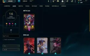 Ouro 2 com 60 Champs e 16 Skins + 1 Fragmento