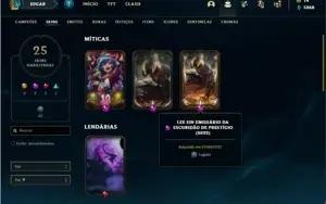 Conta unranked com 49 Champs e 25 Skins + 2 Prestigios