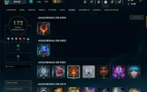 Unranked com 100 Champs e 55 Skins ( MID / JG )