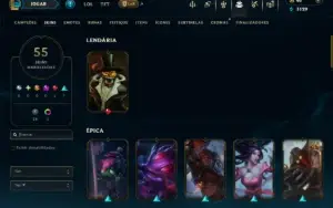 Unranked com 100 Champs e 55 Skins ( MID / JG )