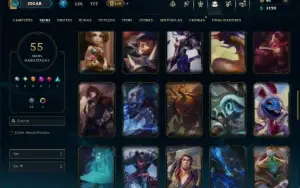 Unranked com 100 Champs e 55 Skins ( MID / JG )