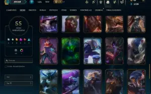 Unranked com 100 Champs e 55 Skins ( MID / JG )