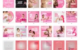 Pack Canva Outubro Rosa - 32 Artes Editáveis