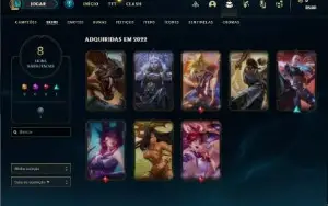 Conta platina 1 com 33 Champs e 8 Skins