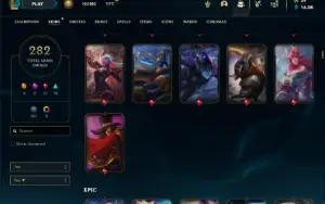 Unranked com 135 Champs e 282 Skins +  6 Vitoriosas ( SUP )