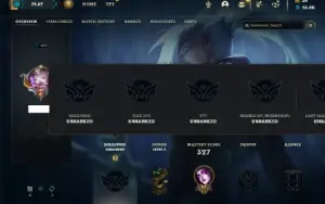 Unranked com 135 Champs e 282 Skins +  6 Vitoriosas ( SUP )