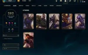 Unranked com 135 Champs e 282 Skins +  6 Vitoriosas ( SUP )