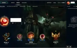 Conta Ouro V com bastante campeões e skins